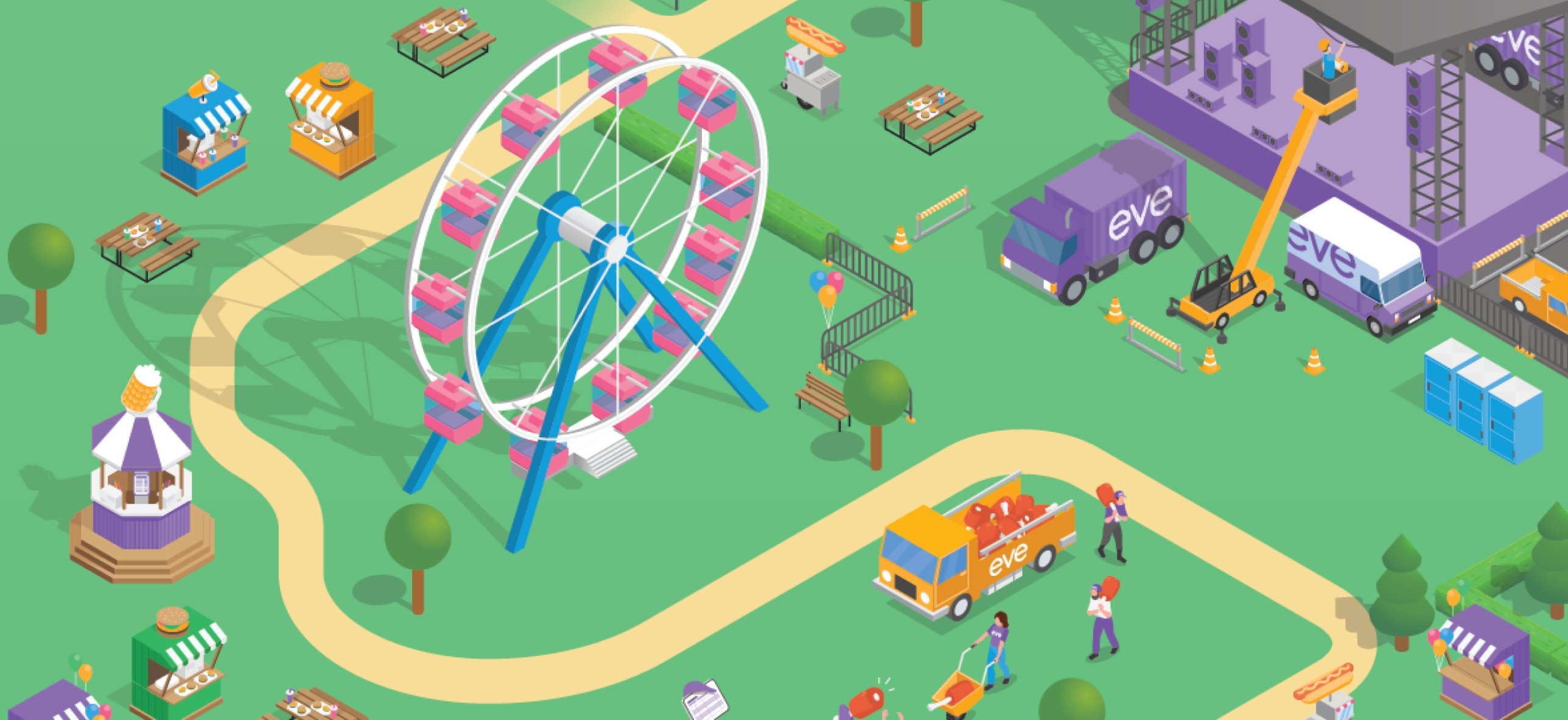 eve isometric festival illustration